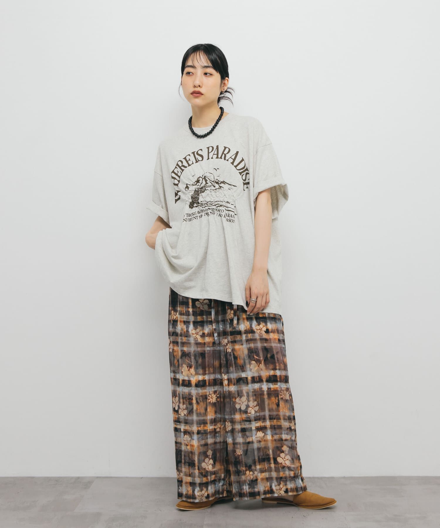  「シャーリングプリントTEE」|Tシャツ・カットソー|