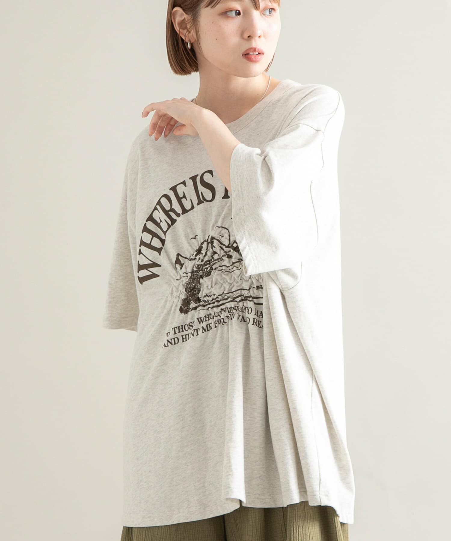  「シャーリングプリントTEE」|Tシャツ・カットソー|