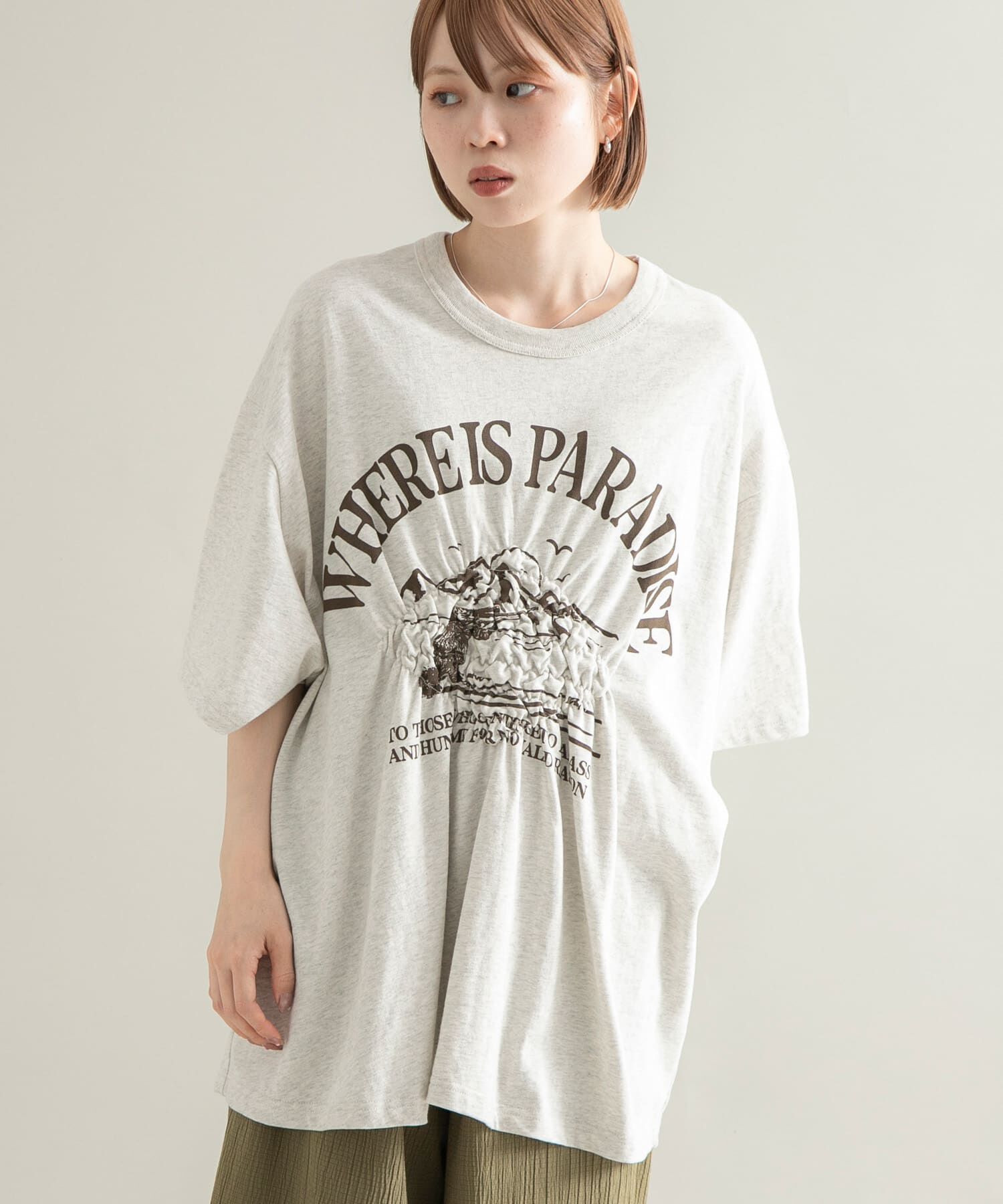  「シャーリングプリントTEE」|Tシャツ・カットソー|