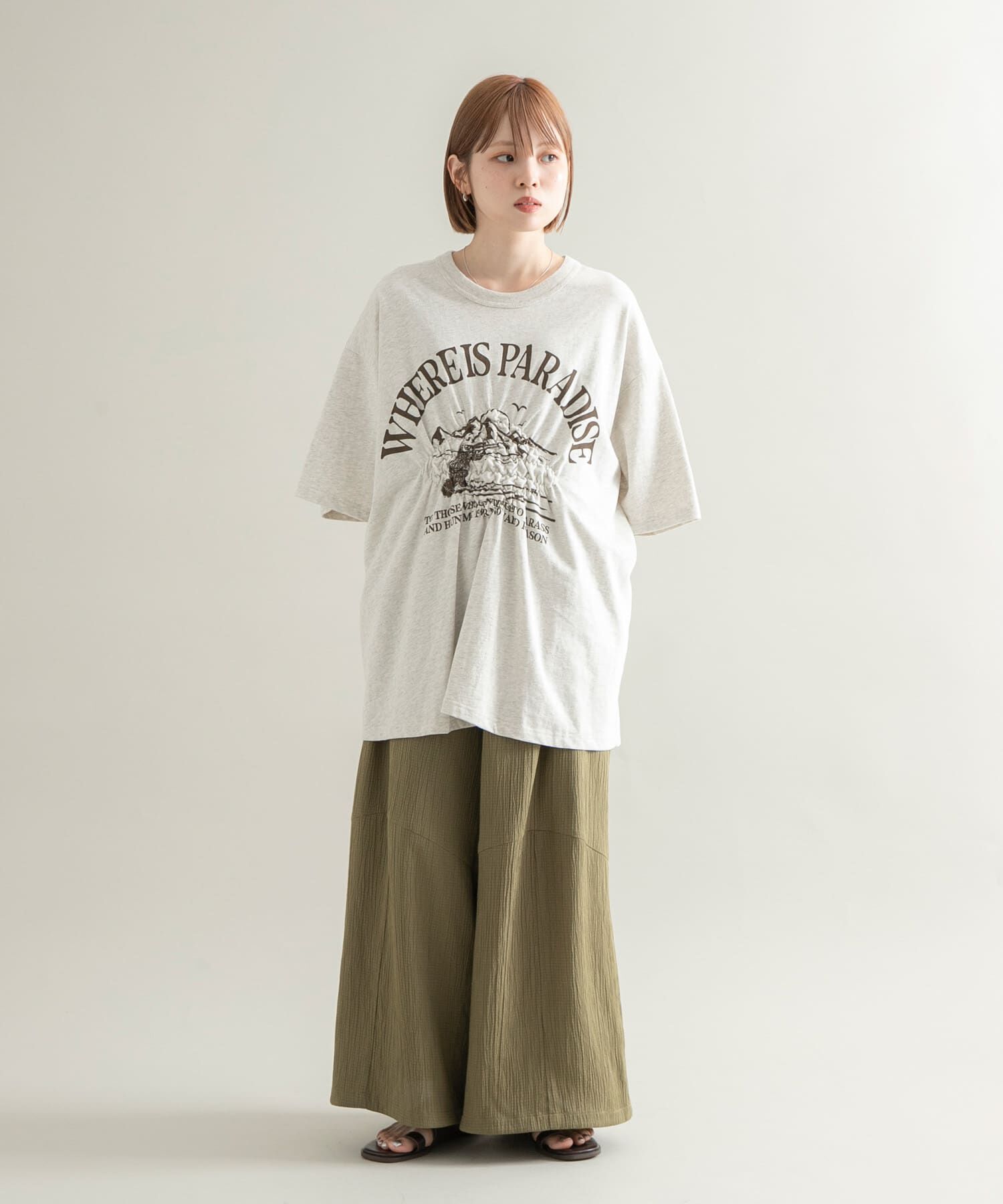  「シャーリングプリントTEE」|Tシャツ・カットソー|