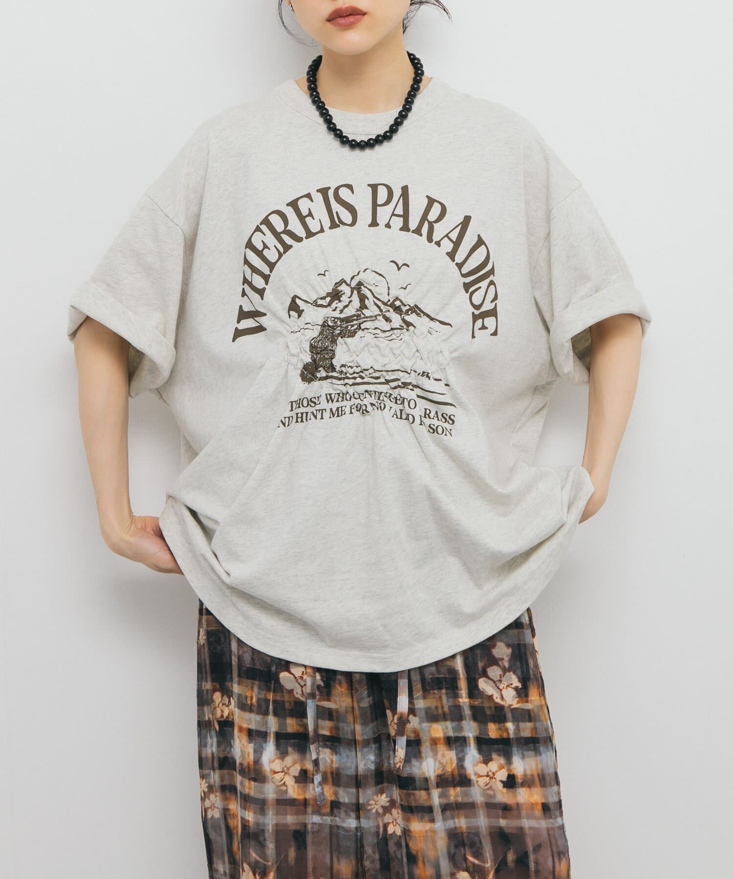  「シャーリングプリントTEE」|Tシャツ・カットソー|