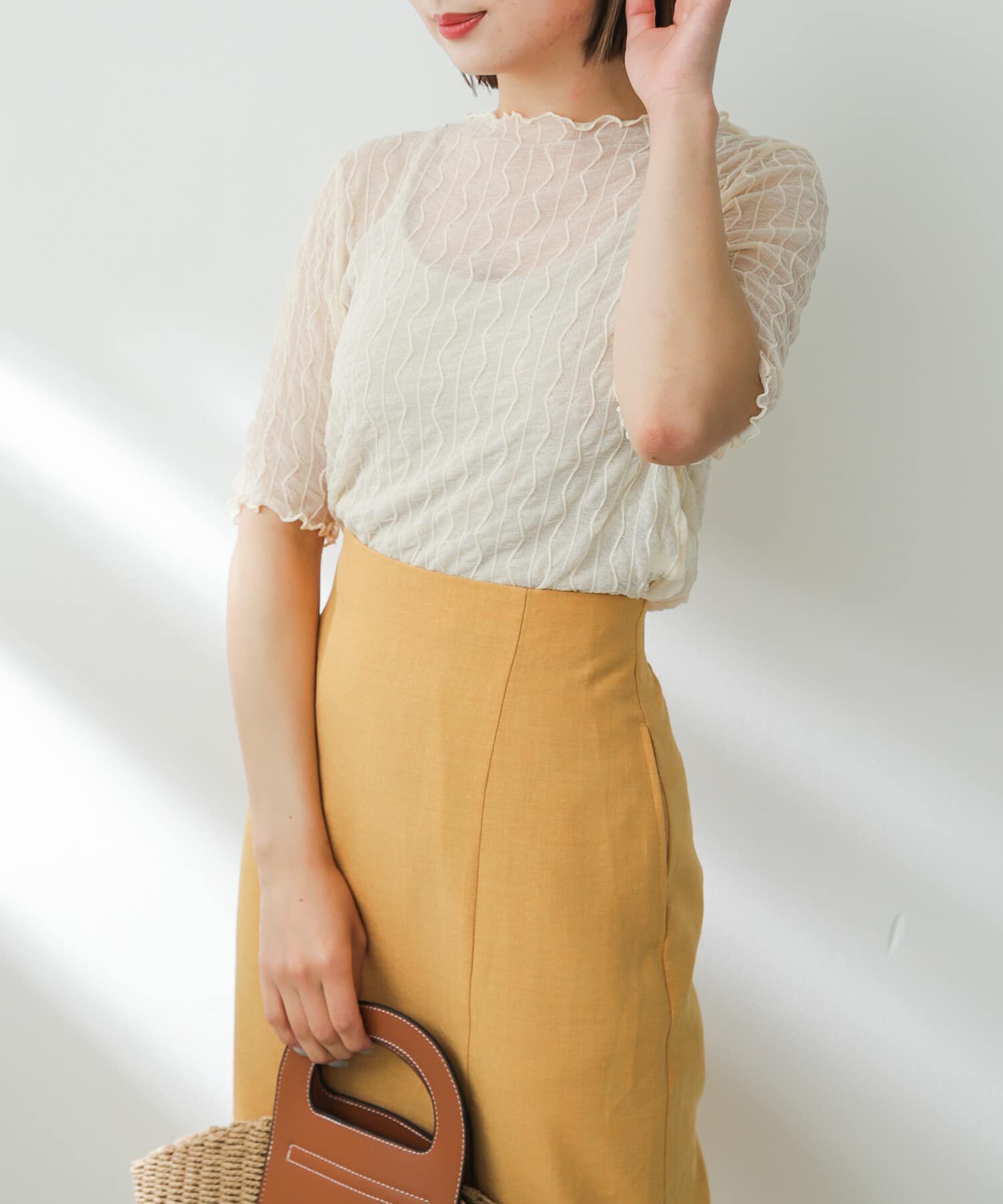 SENSE OF PLACE by URBAN RESEARCH「ウェーブパターンシアートップ(5分袖)」|Tシャツ・カットソー|