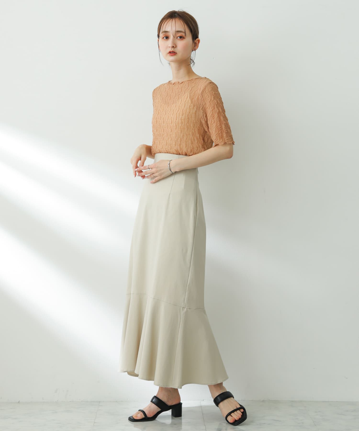 SENSE OF PLACE by URBAN RESEARCH「ウェーブパターンシアートップ(5分袖)」|Tシャツ・カットソー|