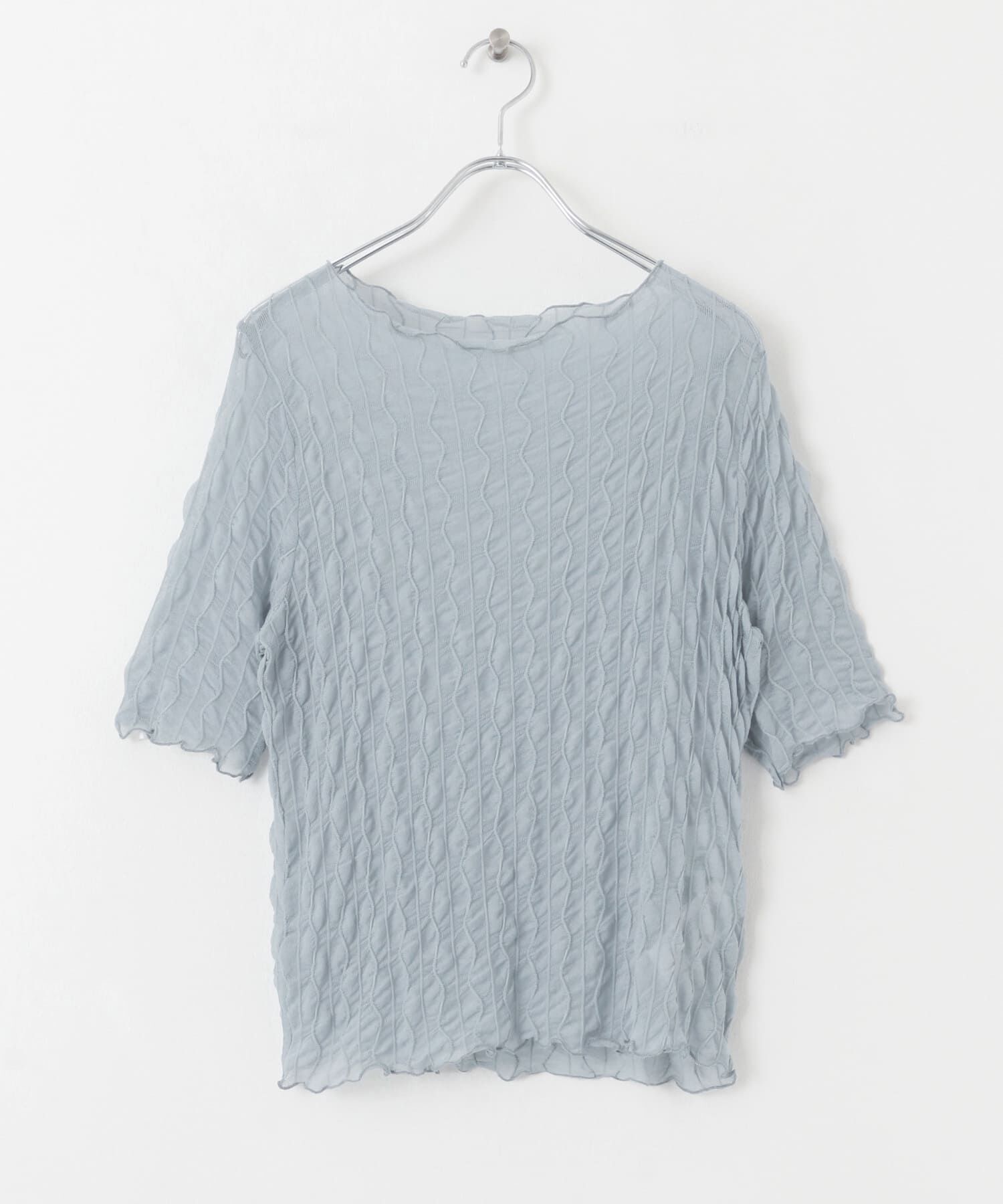 SENSE OF PLACE by URBAN RESEARCH「ウェーブパターンシアートップ(5分袖)」|Tシャツ・カットソー|