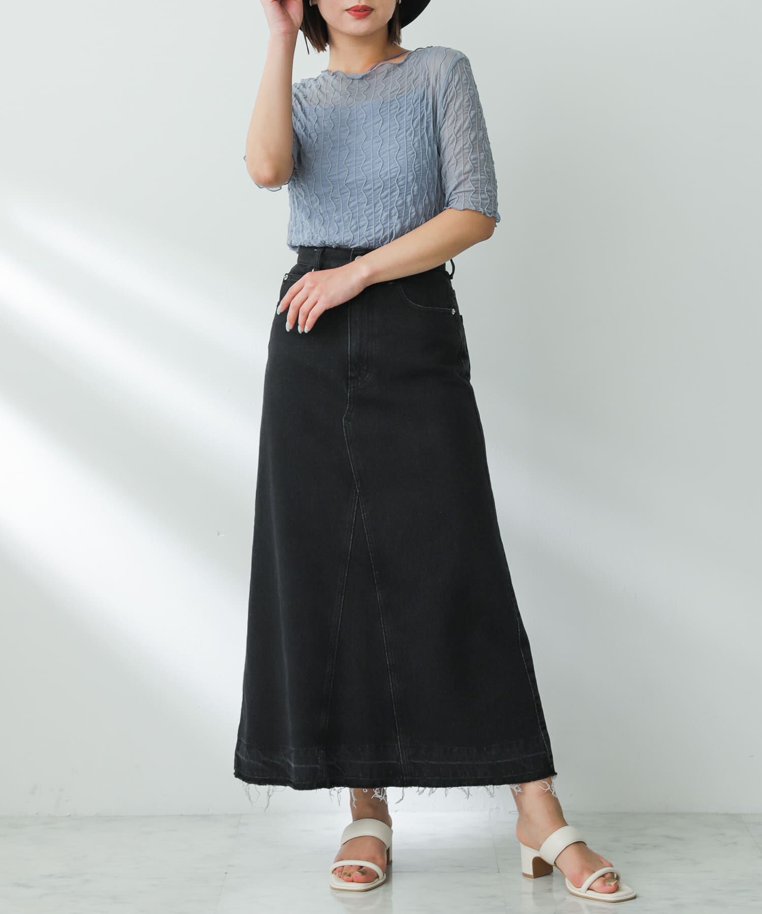 SENSE OF PLACE by URBAN RESEARCH「ウェーブパターンシアートップ(5分袖)」|Tシャツ・カットソー|