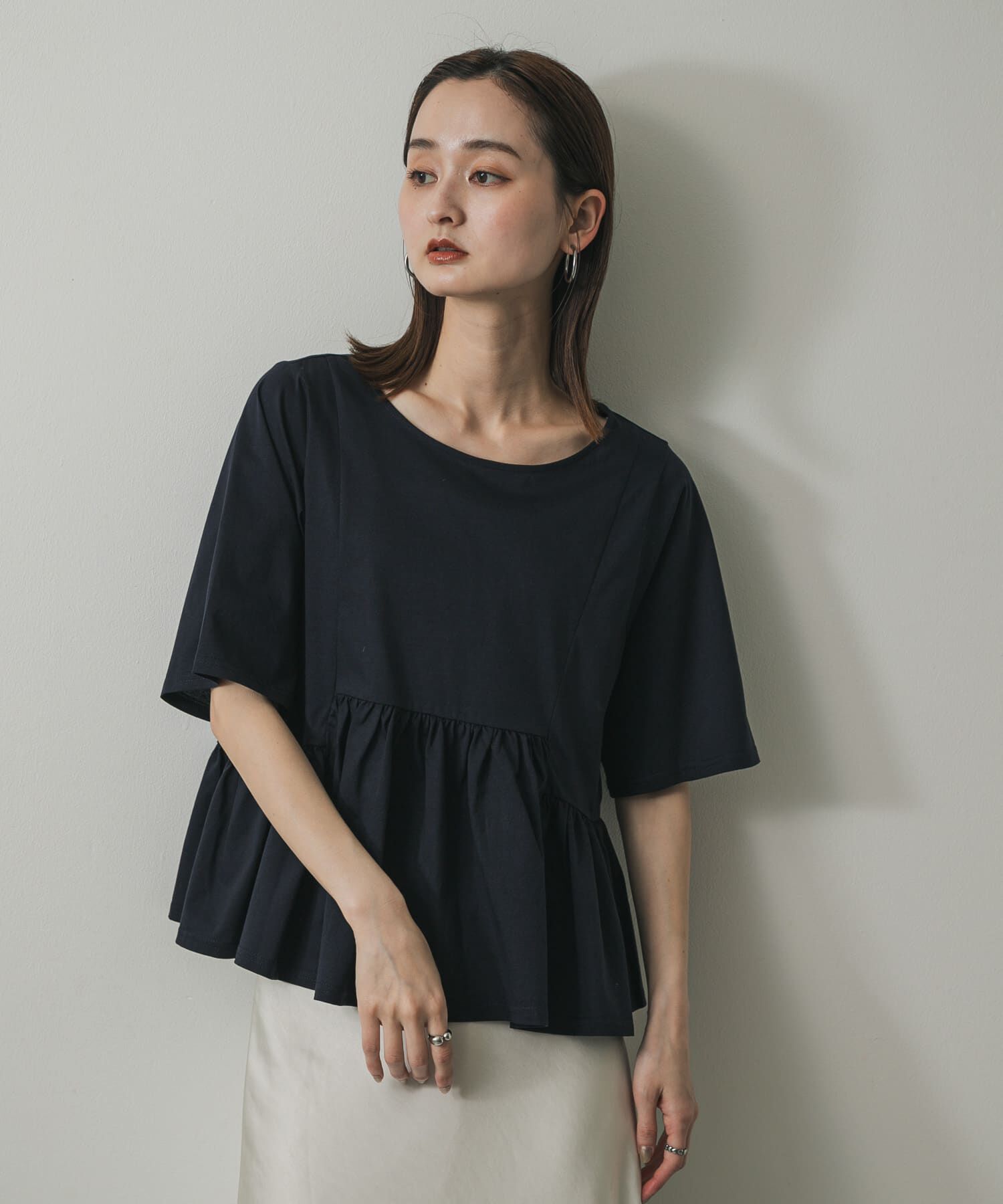 SENSE OF PLACE by URBAN RESEARCH「クルーネックペプラムフリルトップ」|Tシャツ・カットソー|