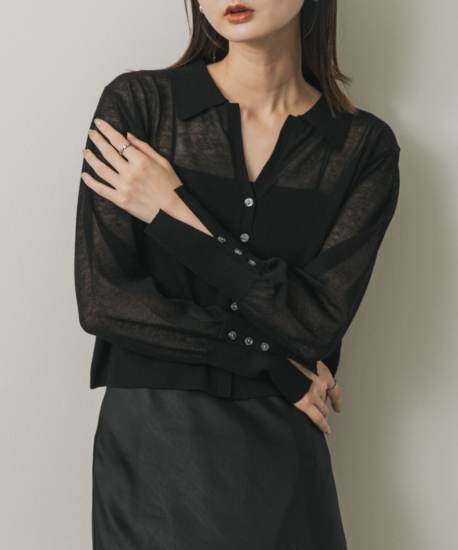 SENSE OF PLACE by URBAN RESEARCH「シアースキッパーカーディガン」|カーディガン|ブラック