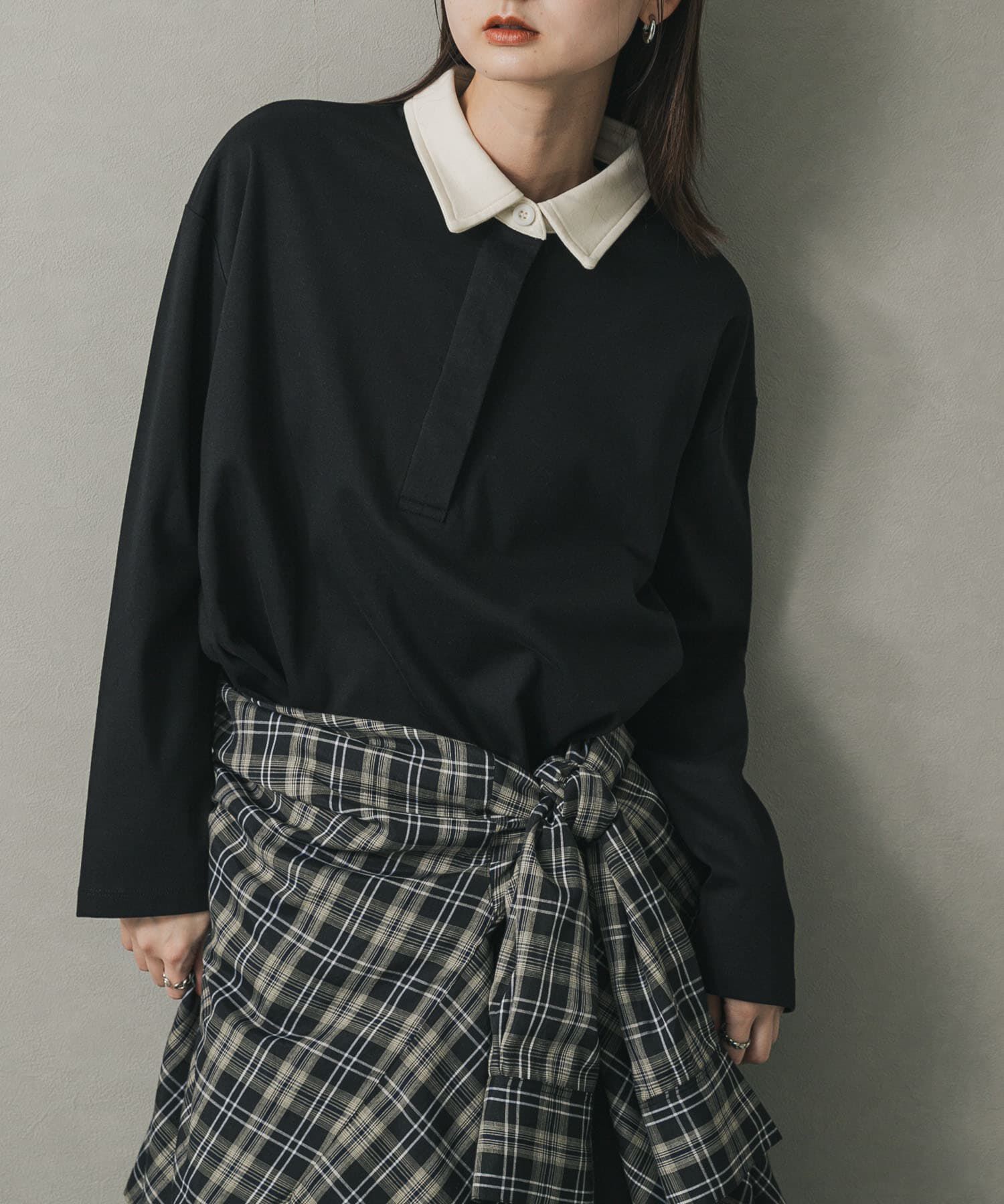 SENSE OF PLACE by URBAN RESEARCH「ポロシャツルーズカットトップ」|ポロシャツ|ブラック