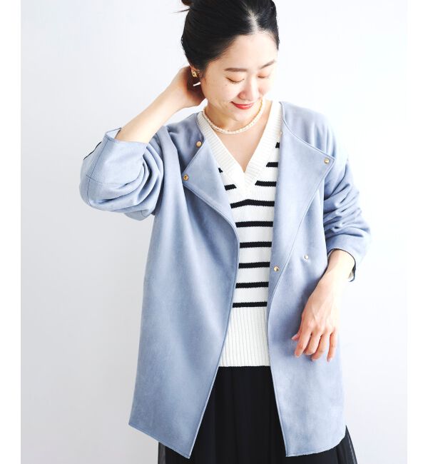 le.coeur blanc「ボーダーワイドシルエットVネックニット」|ニット・セーター|