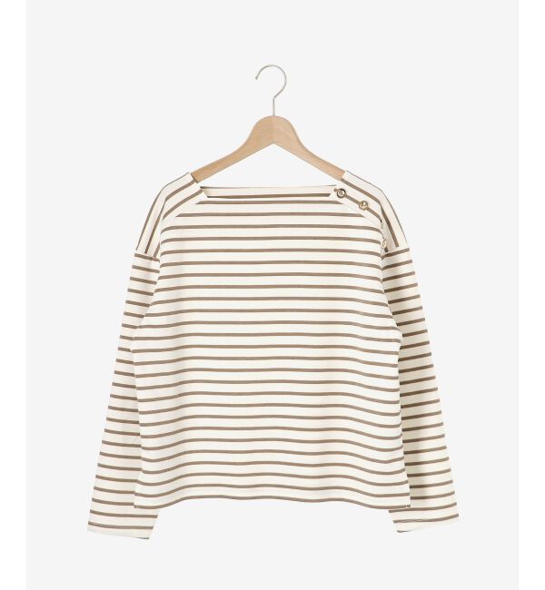  「ボタン付きボーダープルオーバー」|Tシャツ・カットソー|