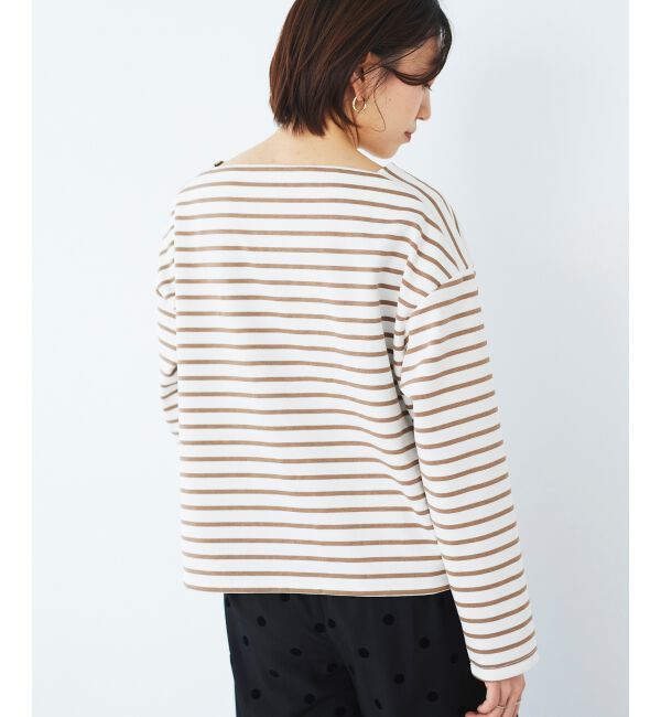 「ボタン付きボーダープルオーバー」|Tシャツ・カットソー|