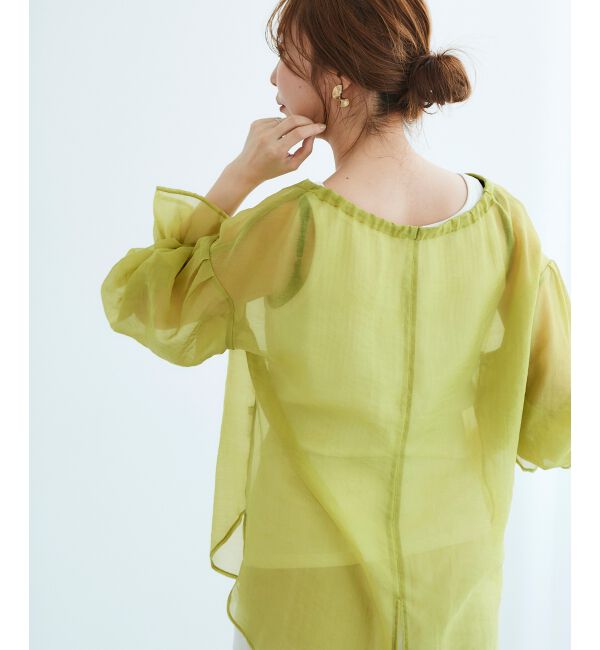 le.coeur blanc「《手洗い可能》シアーギャザーリボンブラウス」|シャツ・ブラウス|