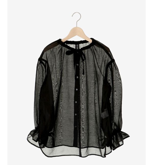 le.coeur blanc「《手洗い可能》シアーギャザーリボンブラウス」|シャツ・ブラウス|