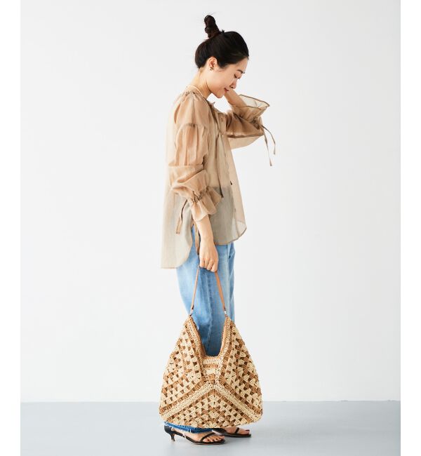 le.coeur blanc「《手洗い可能》シアーギャザーリボンブラウス」|シャツ・ブラウス|