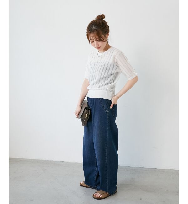  「《WEB限定アイテム》シアーストライプニット」|ニット・セーター|