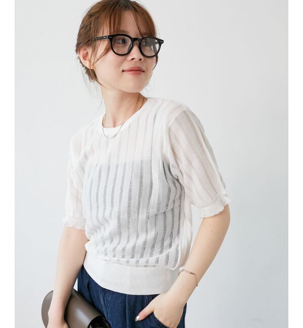  「《WEB限定アイテム》シアーストライプニット」|ニット・セーター|