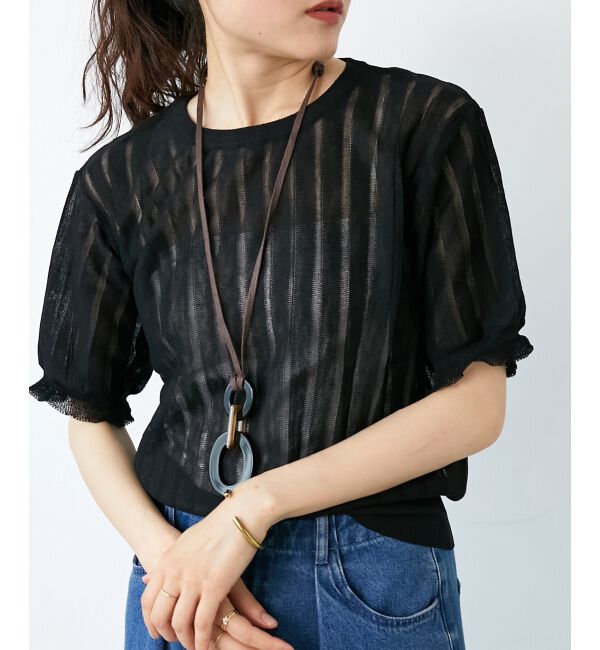  「《WEB限定アイテム》シアーストライプニット」|ニット・セーター|