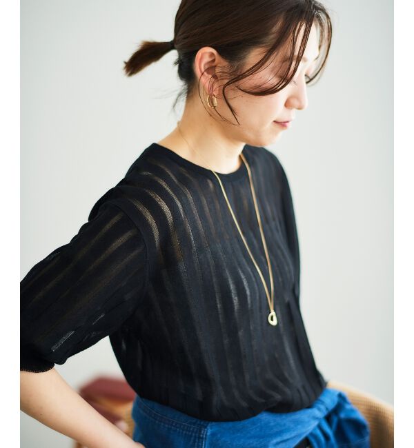  「《WEB限定アイテム》シアーストライプニット」|ニット・セーター|