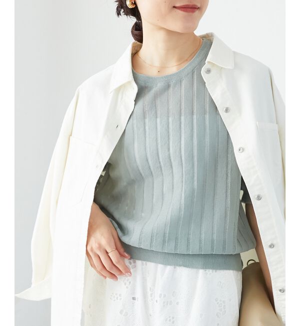  「《WEB限定アイテム》シアーストライプニット」|ニット・セーター|ミント