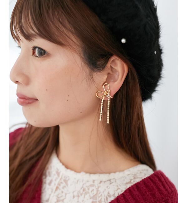 MAJESTICLEGON「シャイニーリボンイヤリング」|イヤリング|ゴールド