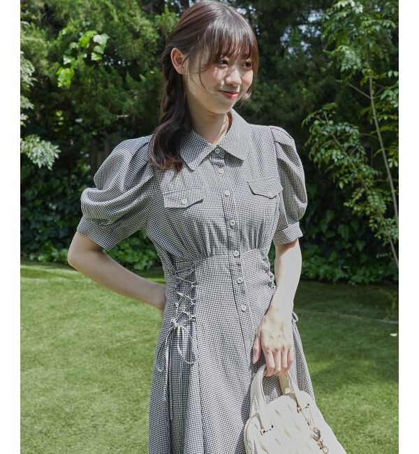  「サイドレースアップシャツワンピース」|ワンピース|