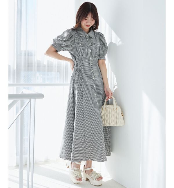  「サイドレースアップシャツワンピース」|ワンピース|