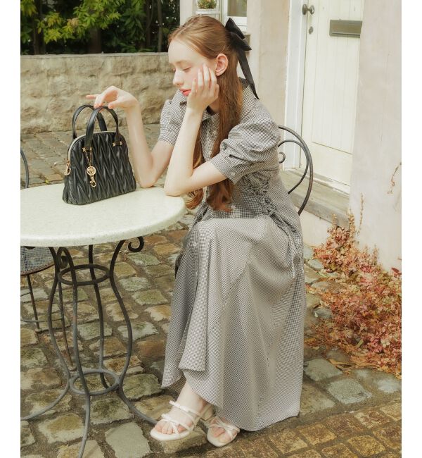  「サイドレースアップシャツワンピース」|ワンピース|