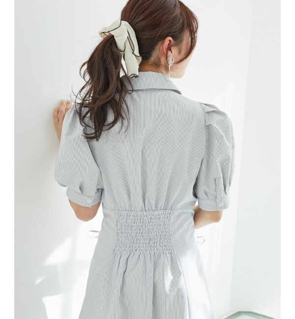  「サイドレースアップシャツワンピース」|ワンピース|