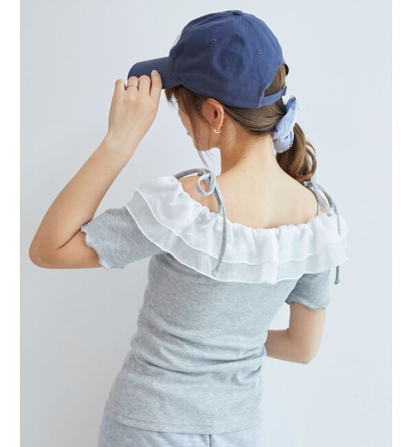  「シアーフリルオフショルカットトップス」|Tシャツ・カットソー|