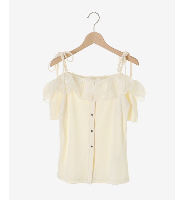  「シアーフリルオフショルカットトップス」|Tシャツ・カットソー|