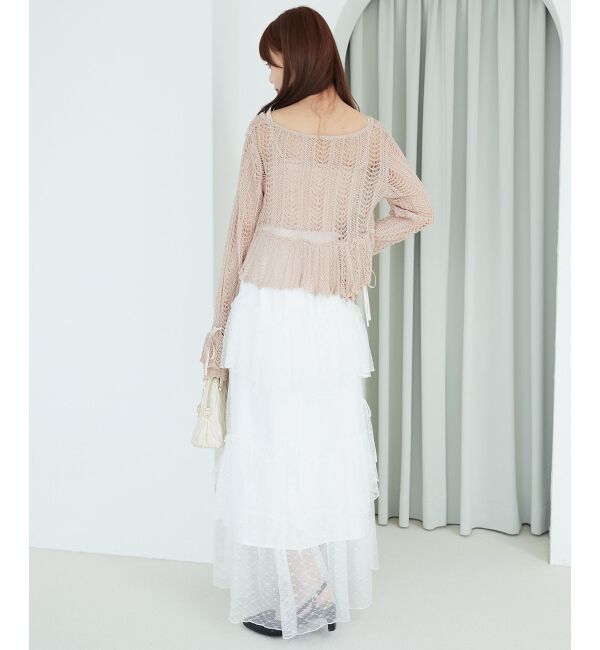  「キャミセットレーシー長袖カーデ」|カーディガン|