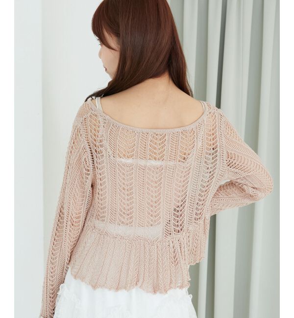  「キャミセットレーシー長袖カーデ」|カーディガン|