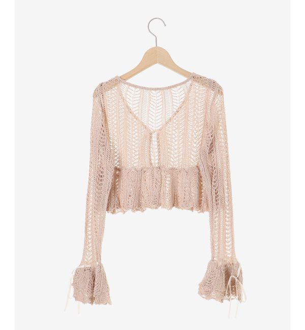  「キャミセットレーシー長袖カーデ」|カーディガン|