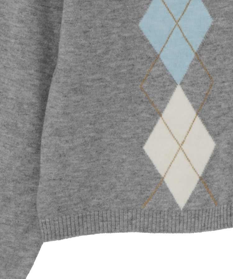 earth music&ecology「襟付きアーガイルニットカーディガン」|カーディガン|