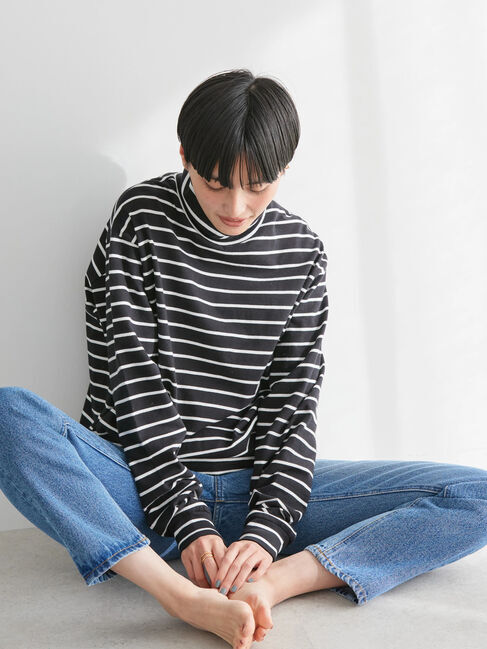  「タートルボーダーカットプルオーバー1」|Tシャツ・カットソー|ブラック