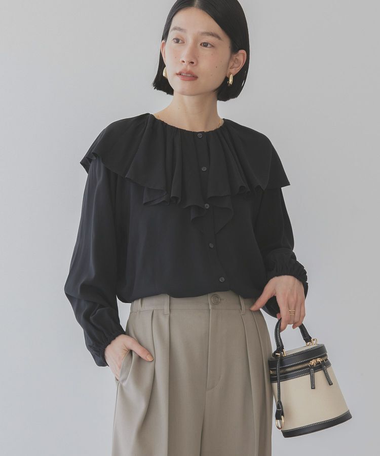 AMERICAN HOLIC「サラックール衿フリルラグランブラウス」|シャツ・ブラウス|Black