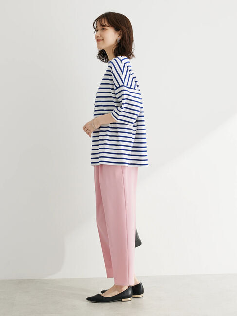  「ボーダーボートネック7分袖プルオーバー」|Tシャツ・カットソー|