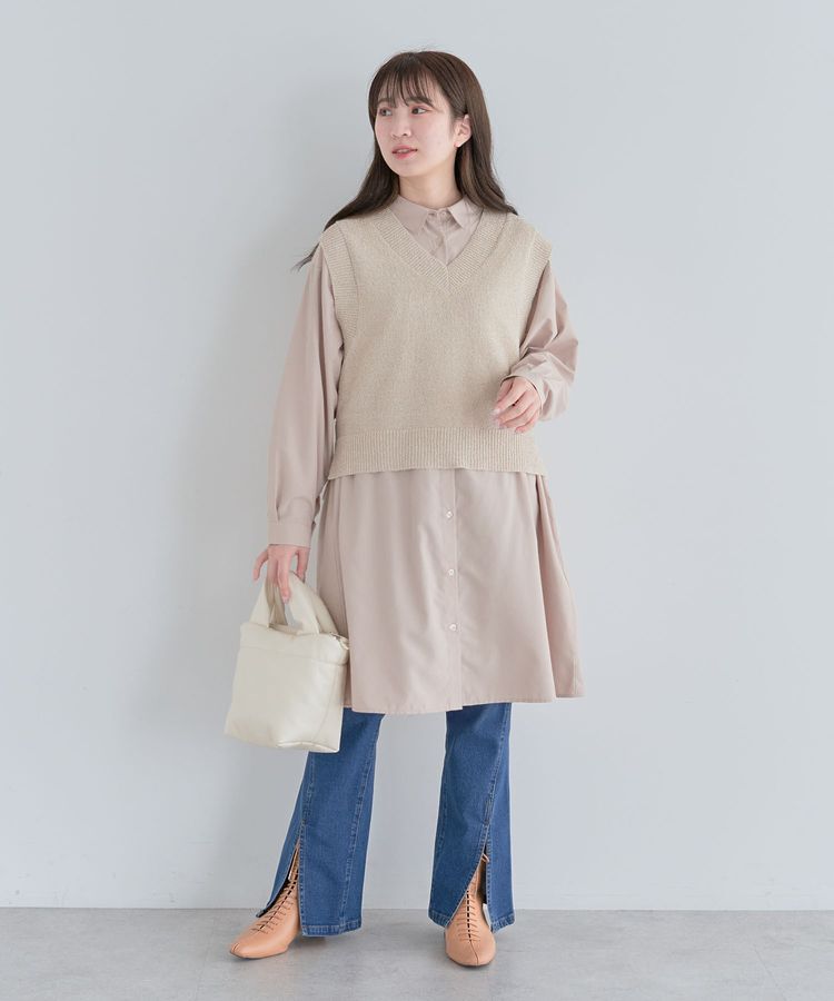 Green Parks「ミディ丈ドロストシャツワンピース」|ワンピース|