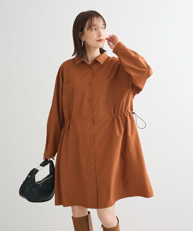 Green Parks「ミディ丈ドロストシャツワンピース」|ワンピース|Orange