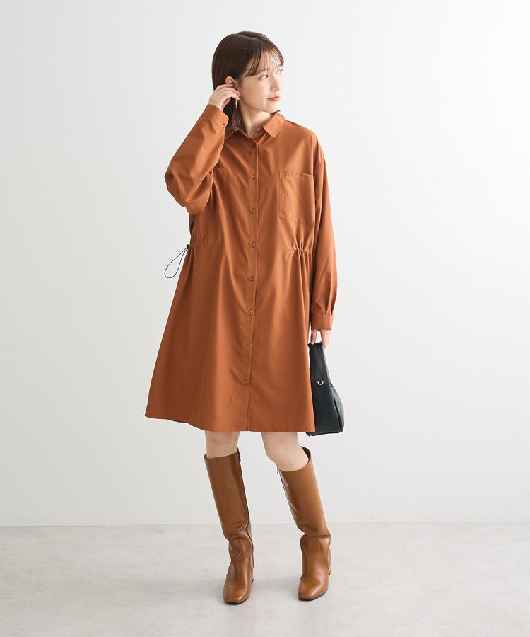 Green Parks「ミディ丈ドロストシャツワンピース」|ワンピース|