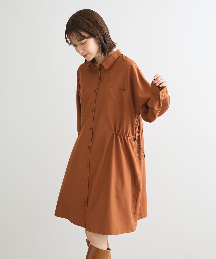 Green Parks「ミディ丈ドロストシャツワンピース」|ワンピース|