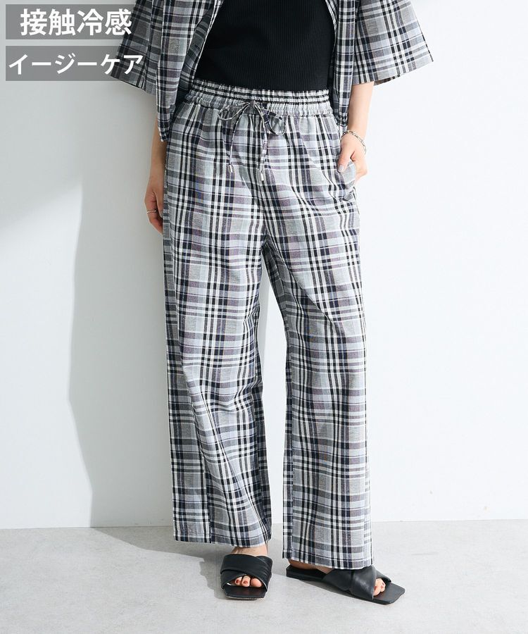 Green Parks「綿麻混イージーワイドパンツ」|その他|チェック