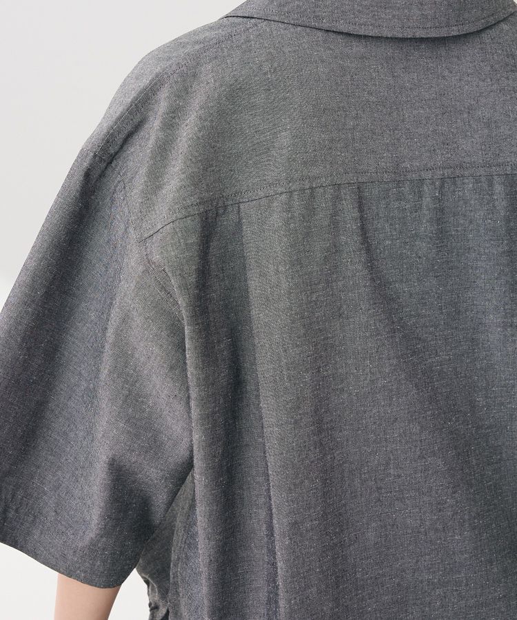 Green Parks「綿麻混裾ドロスト開襟シャツジャケット」|シャツ・ブラウス|
