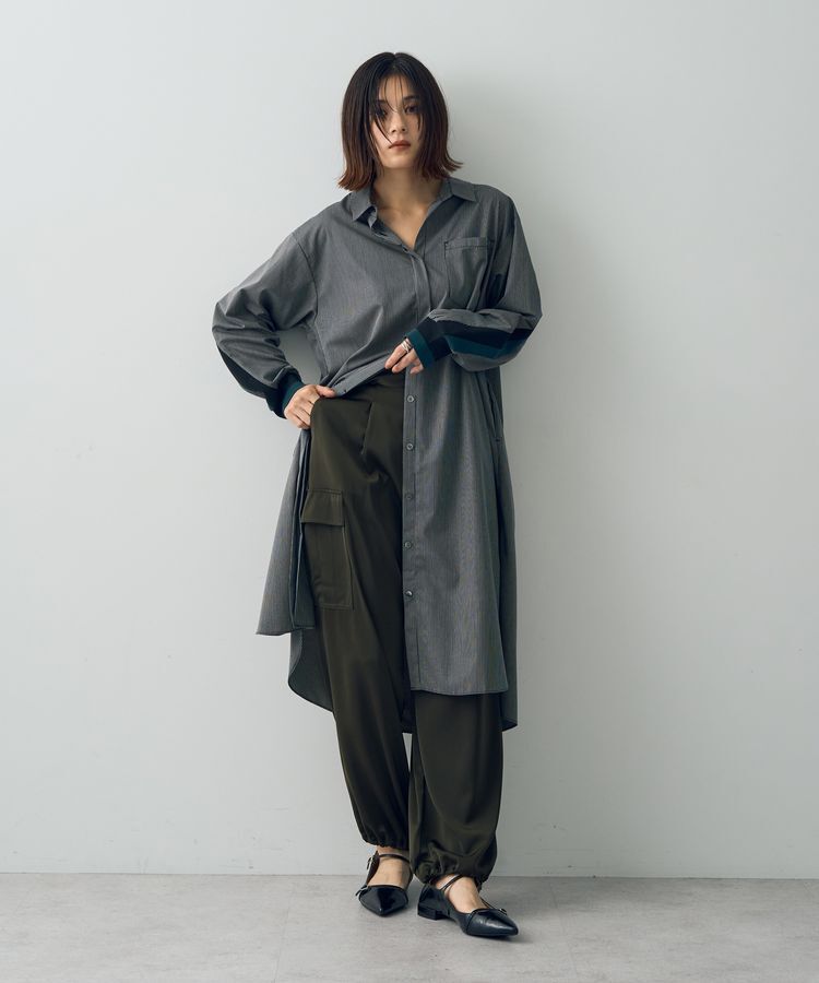 Editt by YECCA VECCA「リブMIXストライプシャツワンピース」|ワンピース|