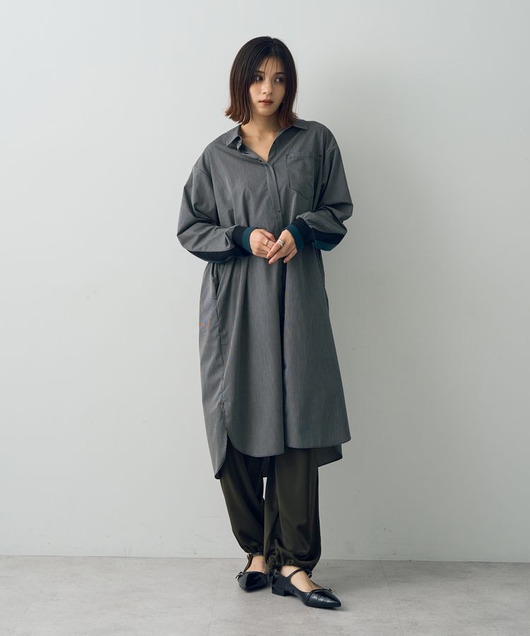 Editt by YECCA VECCA「リブMIXストライプシャツワンピース」|ワンピース|