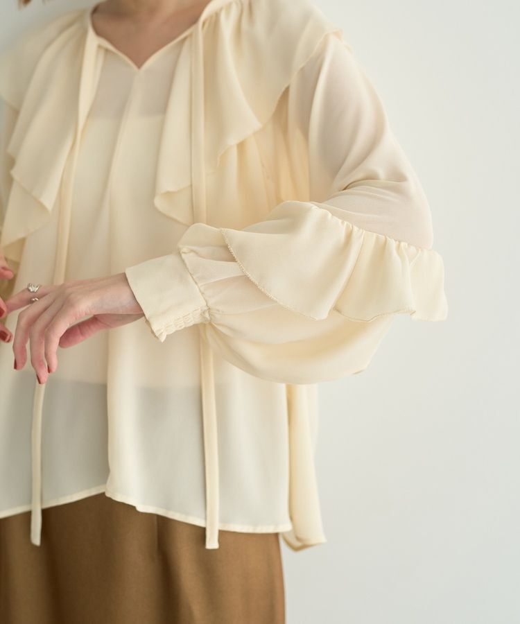 YECCA VECCA「シアーラッフルブラウス」|シャツ・ブラウス|