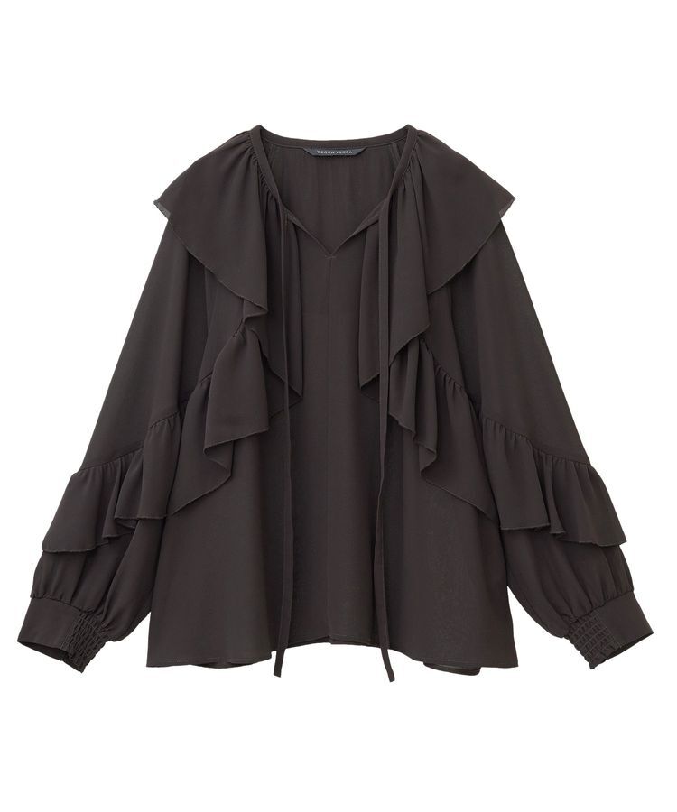 YECCA VECCA「シアーラッフルブラウス」|シャツ・ブラウス|