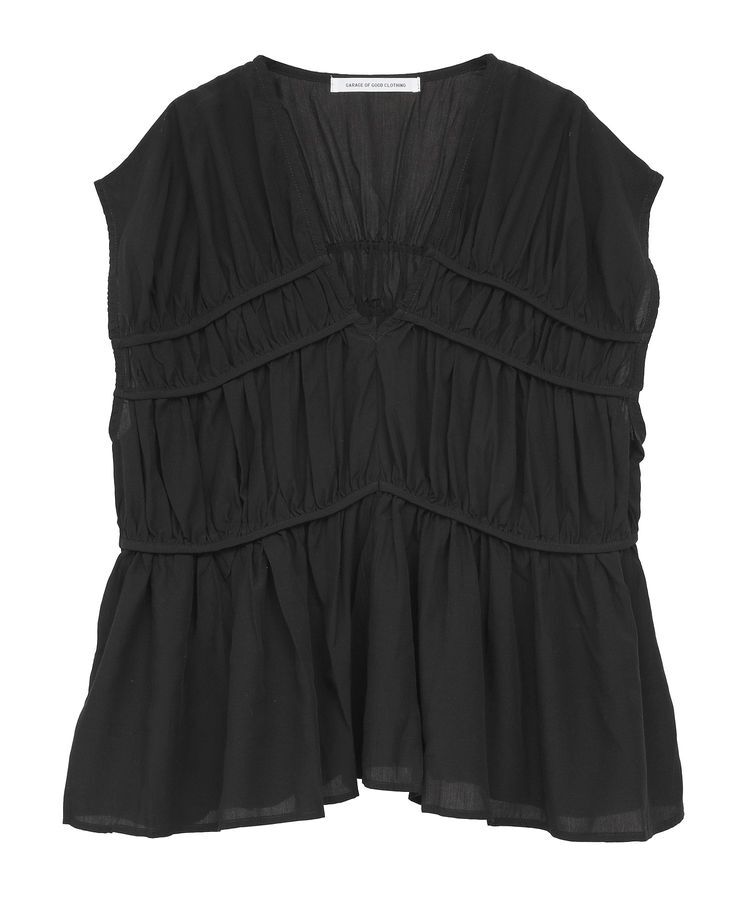 GARAGE OF GOOD CLOTHING「Vネック切り替えギャザーブラウス」|シャツ・ブラウス|