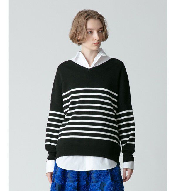 allureville「ウールボーダーチュニック」|その他|ブラック系