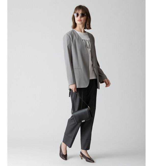 allureville「エトリアシャンブレーカラーレスジャケット」|ノーカラージャケット|